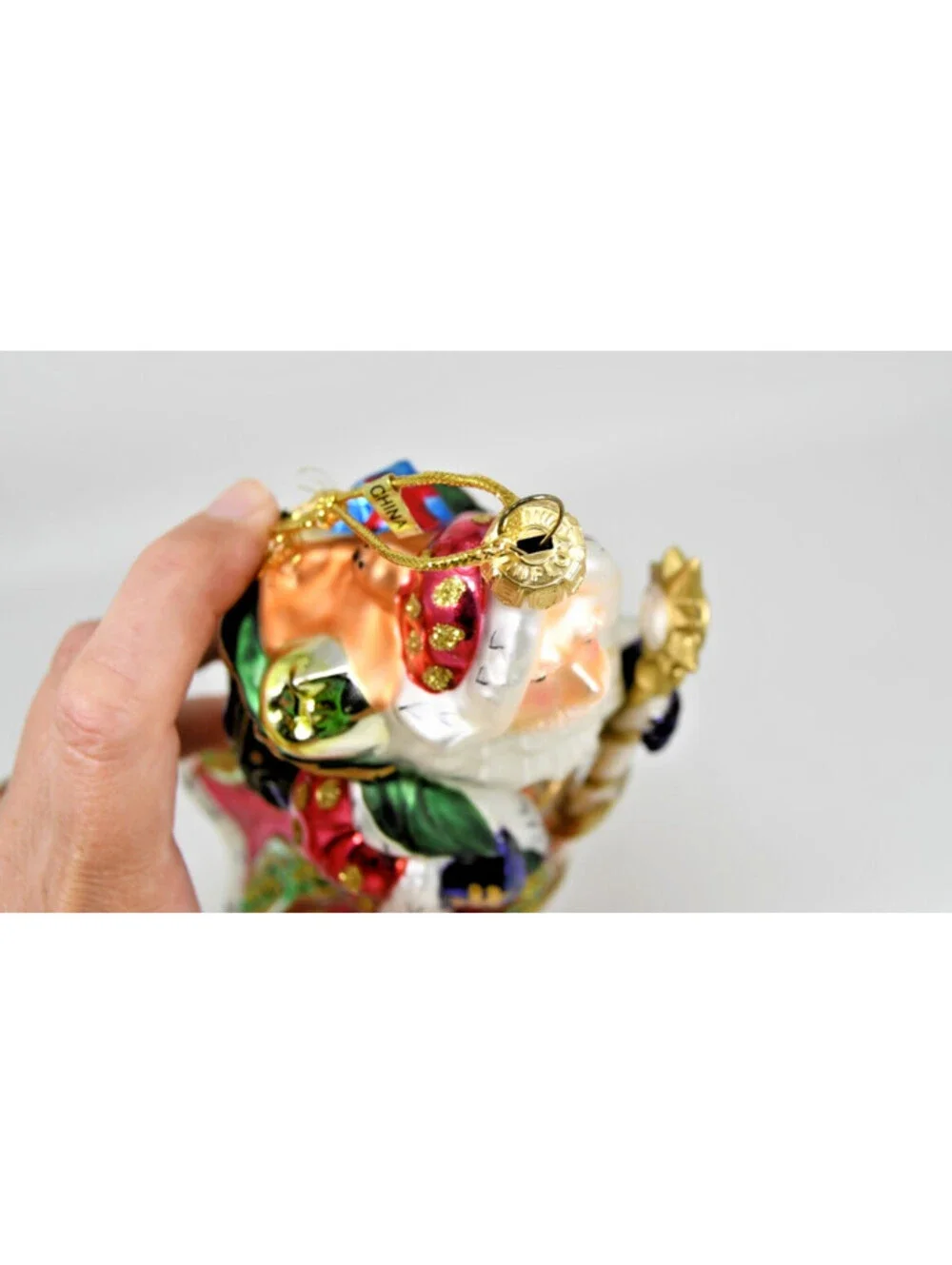 Fitz & Floyd Christmas Santa Blown Glass Ornament Florentine Jeweled Scepter 7